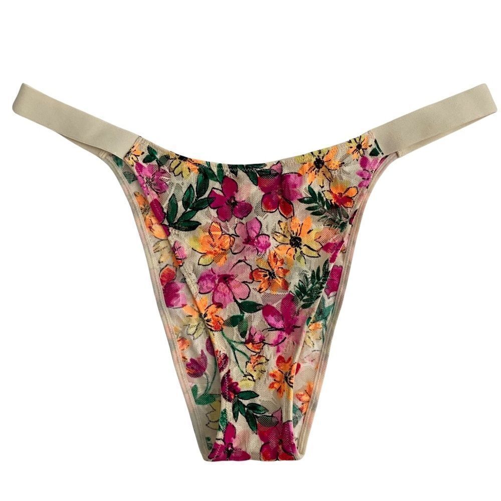 NWT Victoria Secret PINK Sexy Floral Lace Brazilian Panty in Size XL